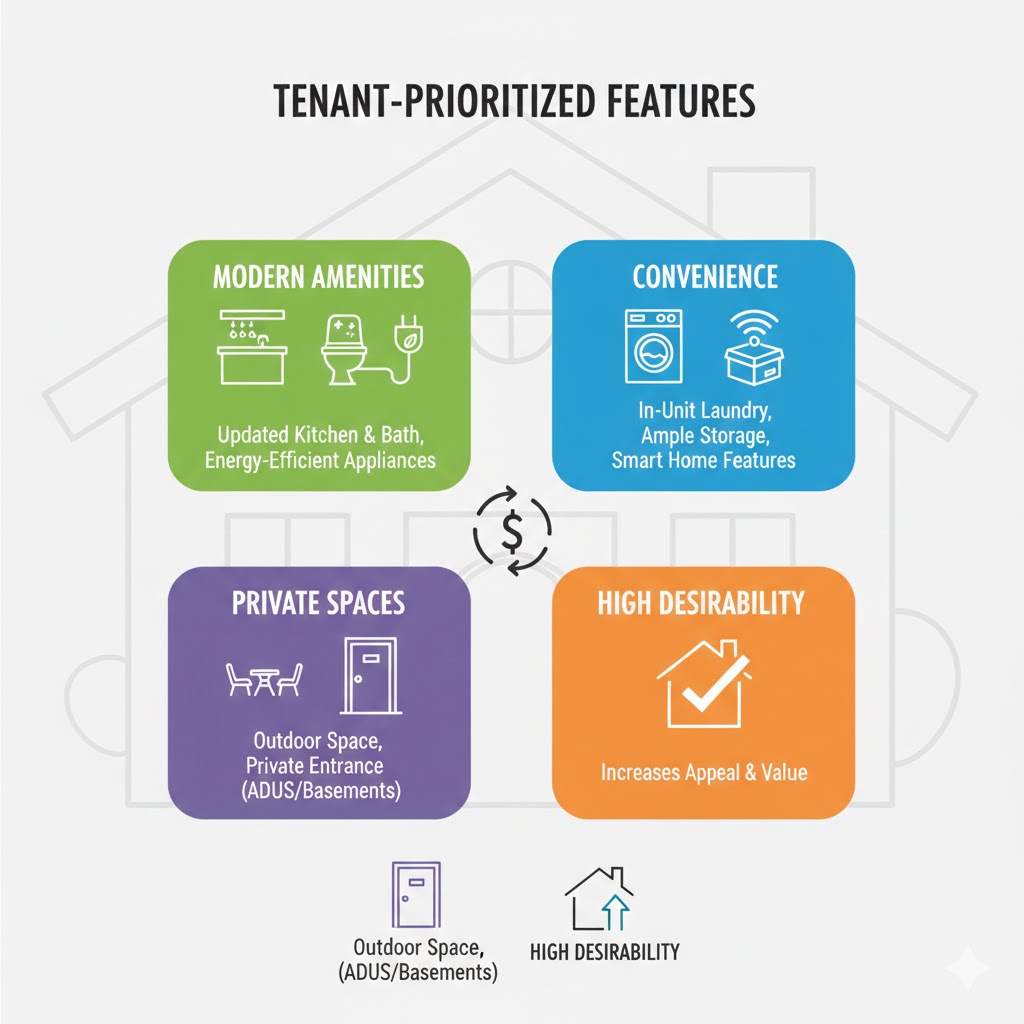 What features are tenants currently looking for in rental units?